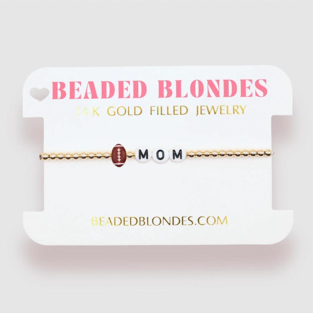 NEW BEADED BLONDES women's football mom bracelet in gold